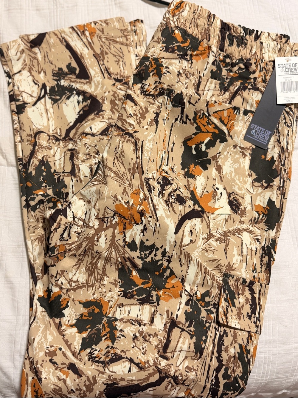 Source Unknown Men's Camo Cargo Pants - Beige, Olive & Orange